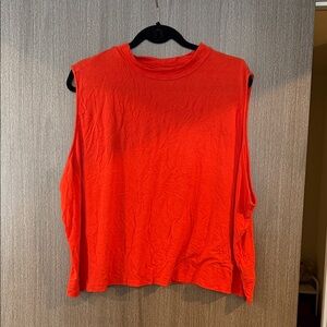 Ava & Viv Sleeveless Crewneck Crop Top - Bright Orange-Red